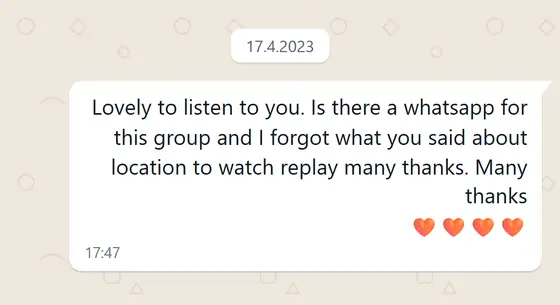 עדות בוואטסאפ: ״Lovely to listen to you״, נהניתי להקשיב לכן, ושאלה על קבוצת וואטסאפ ועל צפייה בהקלטה